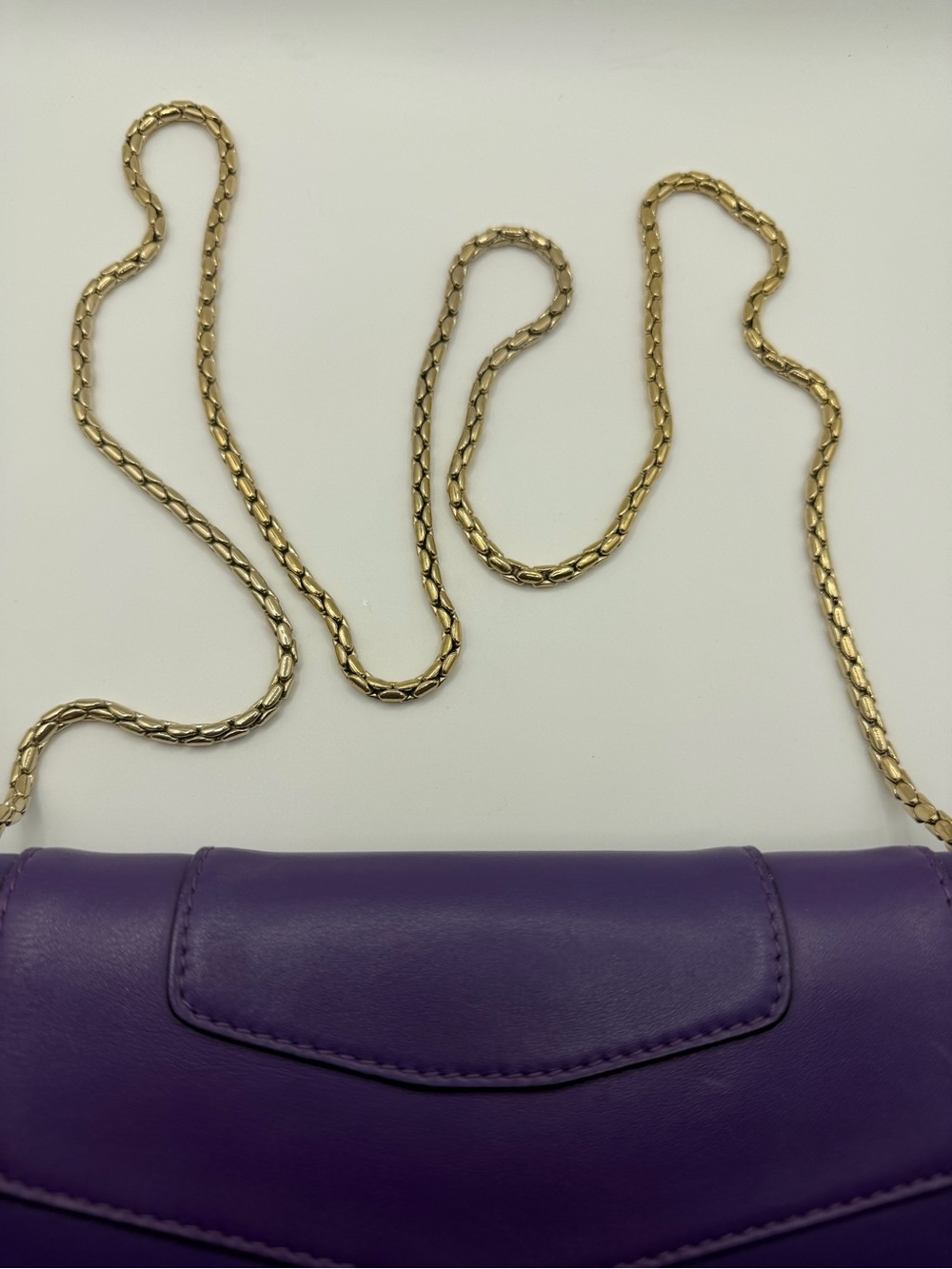 Bvlgari Purple Calfskin Serpenti Forever Crossbody Bag with Gold Chain & Mirror - Picture 3 of 16